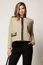 Jacheta DY Fashion eleganta din tweed bej, 1, dyfashion.ro