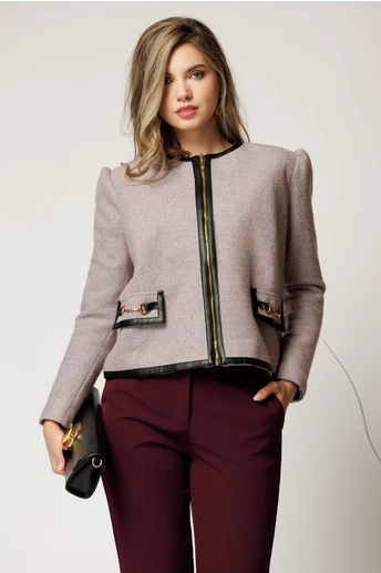 Jacheta DY Fashion eleganta din tweed lila