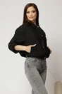 Jacheta neagra bomber cu elastic la talie si maneci trei sferturi, 1, dyfashion.ro