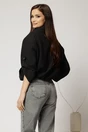 Jacheta neagra bomber cu elastic la talie si maneci trei sferturi, 2, dyfashion.ro