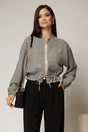 Jacheta subtire tip bomber carou alb si negru, 1, dyfashion.ro