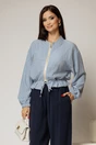 Jacheta subtire tip bomber carou bleu cu alb, 1, dyfashion.ro