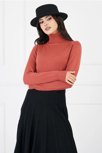 Maleta caramizie cu guler intors