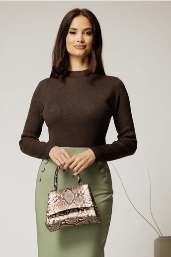Maleta maro inchis din tricot casual eleganta