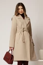 Palton Ariana bej cu buzunare si cordon in talie, 1, dyfashion.ro