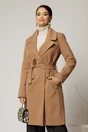 Palton Ariana maro camel cu buzunare si cordon in talie, 1, dyfashion.ro
