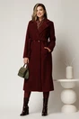 Palton bordo din bucle cu croi drept si cordon in talie, 3, dyfashion.ro
