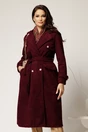 Palton bordo din bucle cu nasturi si cordon in talie, 2, dyfashion.ro