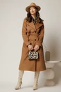 Palton Cristina midi maro cu croi drept si cordon in talie, 3, dyfashion.ro