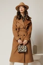 Palton Cristina midi maro cu croi drept si cordon in talie, 1, dyfashion.ro