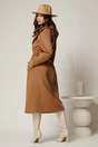 Palton Cristina midi maro cu croi drept si cordon in talie, 2, dyfashion.ro