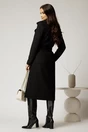 Palton Cristina midi negru cu croi drept si cordon in talie, 2, dyfashion.ro
