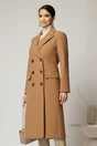 Palton dama bej lung croi drept cu rever, 1, dyfashion.ro
