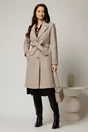 Palton dama bej midi elegant cu croi cambrat, 3, dyfashion.ro