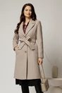 Palton dama bej midi elegant cu croi cambrat, 1, dyfashion.ro