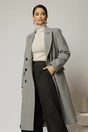 Palton dama gri lung croi drept cu rever, 1, dyfashion.ro