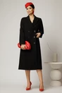 Palton dama negru lung croi drept cu rever, 4, dyfashion.ro