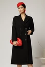 Palton dama negru lung croi drept cu rever, 1, dyfashion.ro