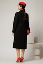 Palton dama negru lung croi drept cu rever, 2, dyfashion.ro