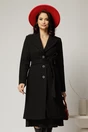 Palton dama negru midi elegant cu croi cambrat, 1, dyfashion.ro