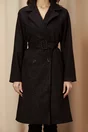 Palton Dara negru cu cordon in talie