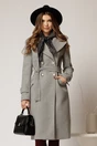 Palton drept gri cu nasturi si cordon in talie, 1, dyfashion.ro