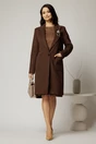 Palton elegant din stofa maro cu dungi discrete si buzunare, 3, dyfashion.ro