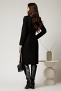 Palton elegant din stofa neagra cu nasture si cordon in talie, 2, dyfashion.ro