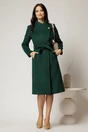 Palton elegant din stofa verde cu nasture si cordon in talie, 3, dyfashion.ro