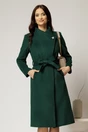 Palton elegant din stofa verde cu nasture si cordon in talie, 1, dyfashion.ro