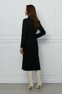 Palton Ginette negru elegant cu aplicatie in talie
