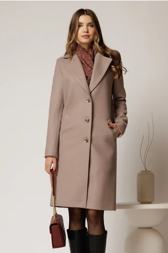 Palton lung gri cu croi drept si inchidere cu nasturi