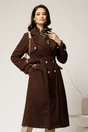 Palton maro din bucle cu nasturi si cordon in talie, 1, dyfashion.ro