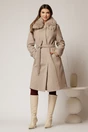 Palton midi bej cu blanita la guler si strassuri, 3, dyfashion.ro