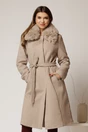 Palton midi bej cu blanita la guler si strassuri, 1, dyfashion.ro