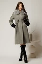 Palton midi gri cu blanita la guler si strassuri, 3, dyfashion.ro