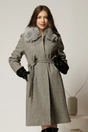 Palton midi gri cu blanita la guler si strassuri, 1, dyfashion.ro