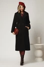 Palton negru din bucle cu croi drept si cordon in talie, 3, dyfashion.ro