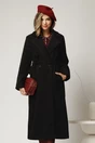 Palton negru din bucle cu croi drept si cordon in talie, 1, dyfashion.ro