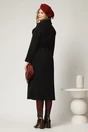 Palton negru din bucle cu croi drept si cordon in talie, 2, dyfashion.ro