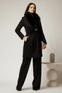 Palton negru elegant cu brosa si blanita detasabila, 4, dyfashion.ro