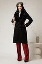 Palton negru midi drept cu blanita la guler, 3, dyfashion.ro