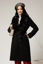 Palton negru midi drept cu blanita la guler, 1, dyfashion.ro