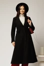 Palton negru midi elegant cu floare pe talie, 1, dyfashion.ro