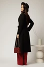 Palton negru midi elegant cu floare pe talie, 2, dyfashion.ro
