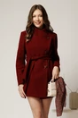 Palton scurt bordo din stofa cu nasturi si cordon, 1, dyfashion.ro