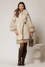 Palton scurt ivoar cu blanita detasabila la guler si maneci, 3, dyfashion.ro