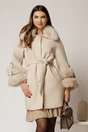 Palton scurt ivoar cu blanita detasabila la guler si maneci, 1, dyfashion.ro