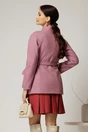 Palton scurt roze din stofa groasa cu cordon in talie, 2, dyfashion.ro