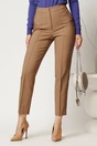 Pantalon bej din stofa cu croi conic, 1, dyfashion.ro